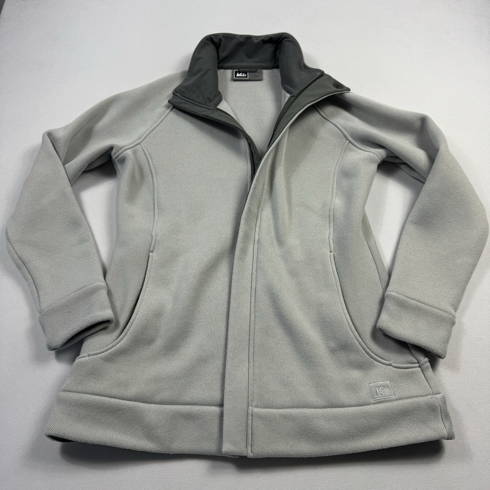 REI Women's Sweater Jacket Full Zip Long Sleeve Polyester Gray Women's Large‎